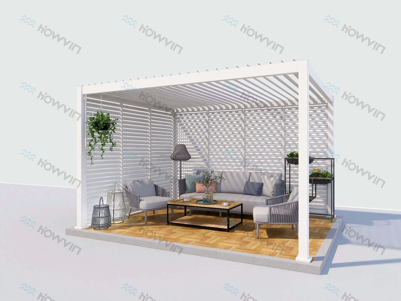 Patio Terrace Pergola with Fence